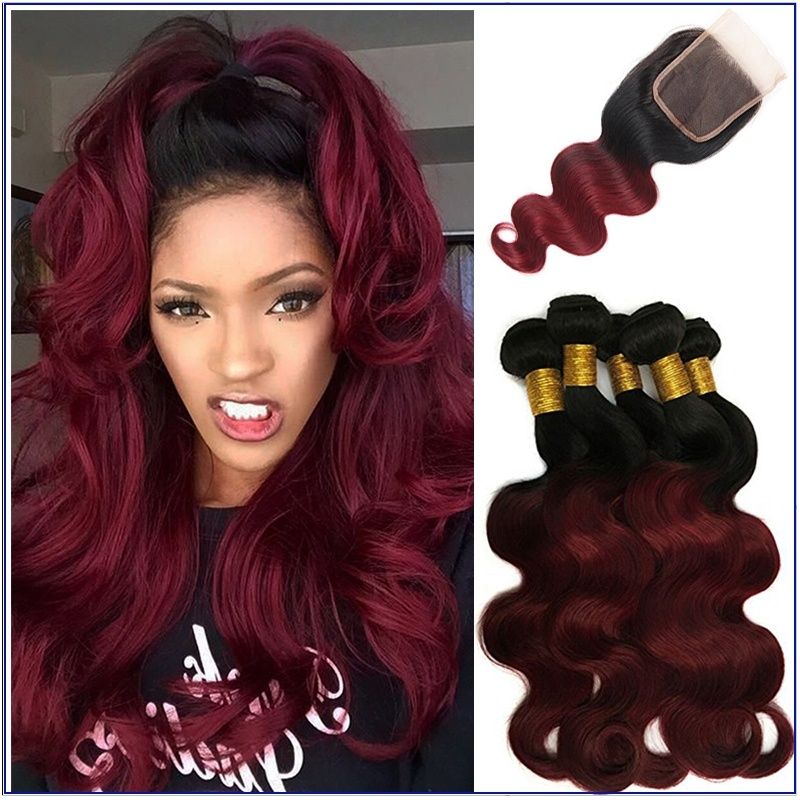 2019 Brazilian Hair Extensions Ombre Two Tone Body Wave Hair 5