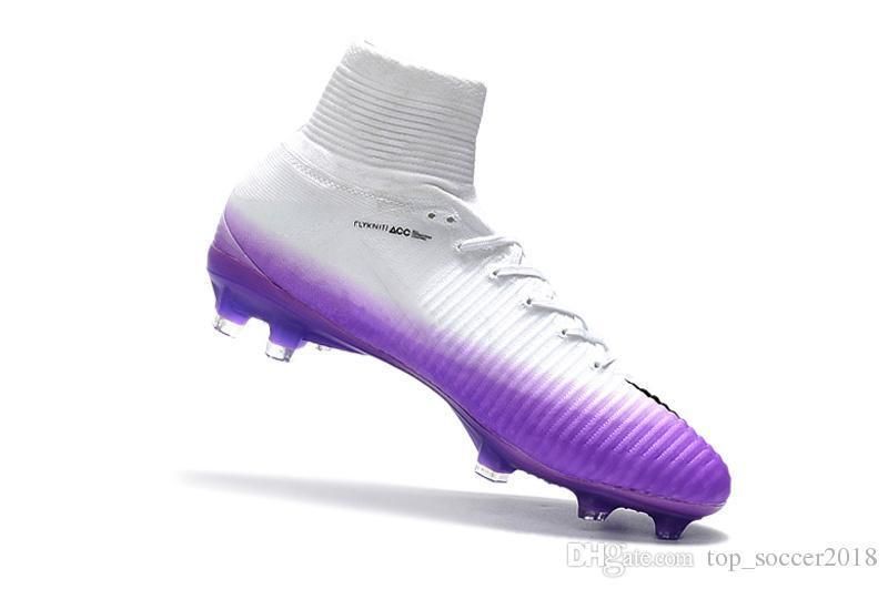 purple and white football cleats