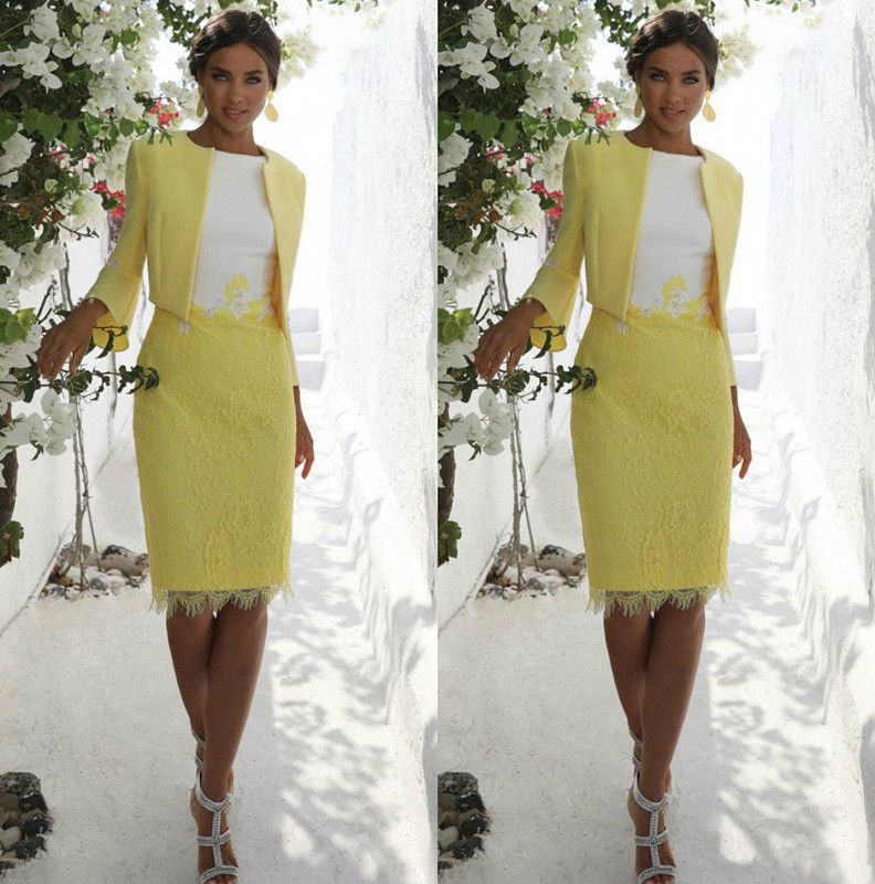 yellow mother of the bride dresses tea length