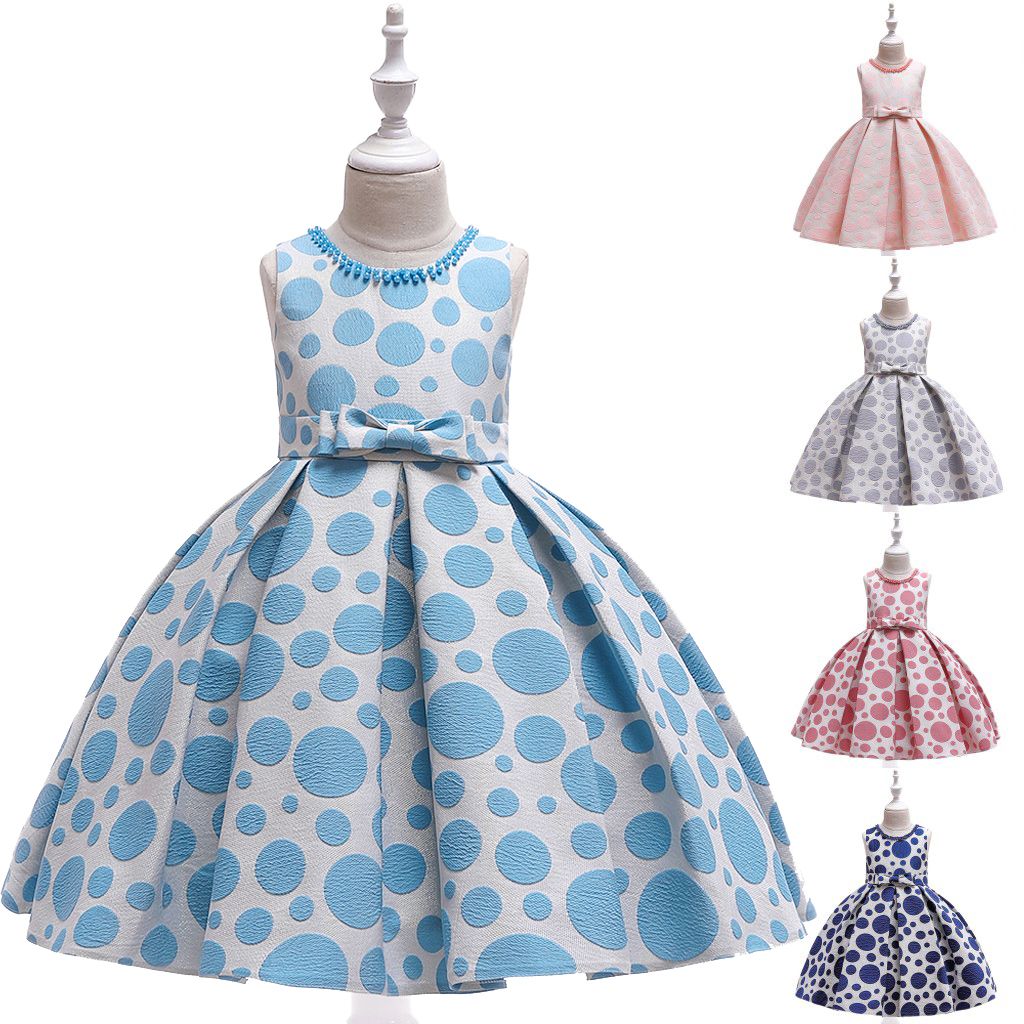 2020 Polka Dot Flower Girl Dress Princess Formal Party Birthday Tutu