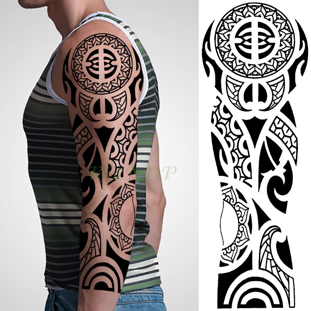 Etiqueta De Belleza Salud Impermeable Tatuaje Temporal Tatoo Tribal De Edad Escolar De Todo El Brazo Totem Falsa Tatto Flash De La Manga El Tamano Grande Para Hombres Mujeres Por Rendie 3 47