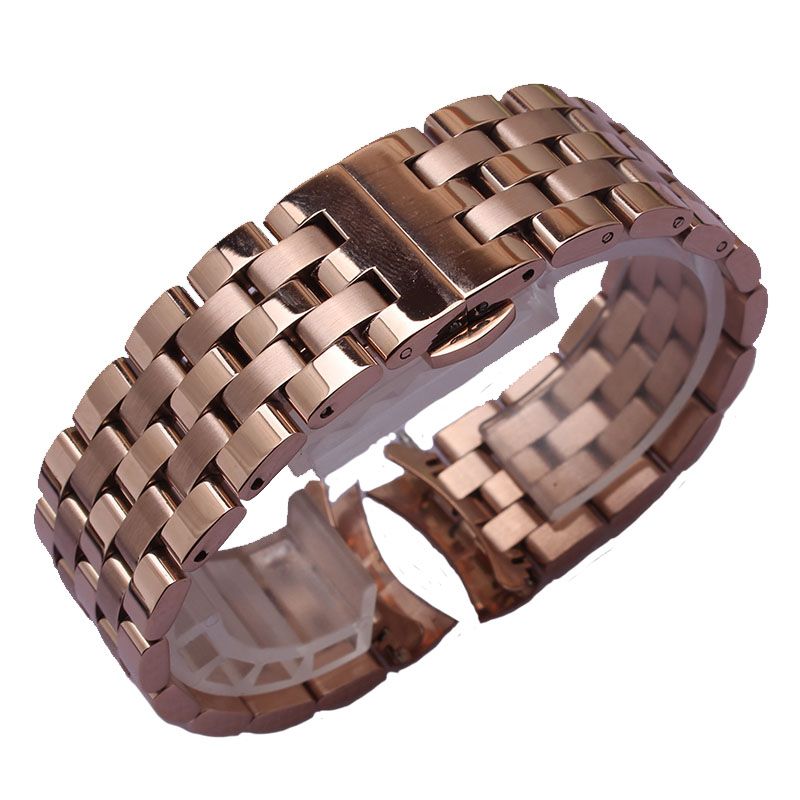 Watchband Rosegold Stainless Steel Polished With Unpolished 16mm 18mm