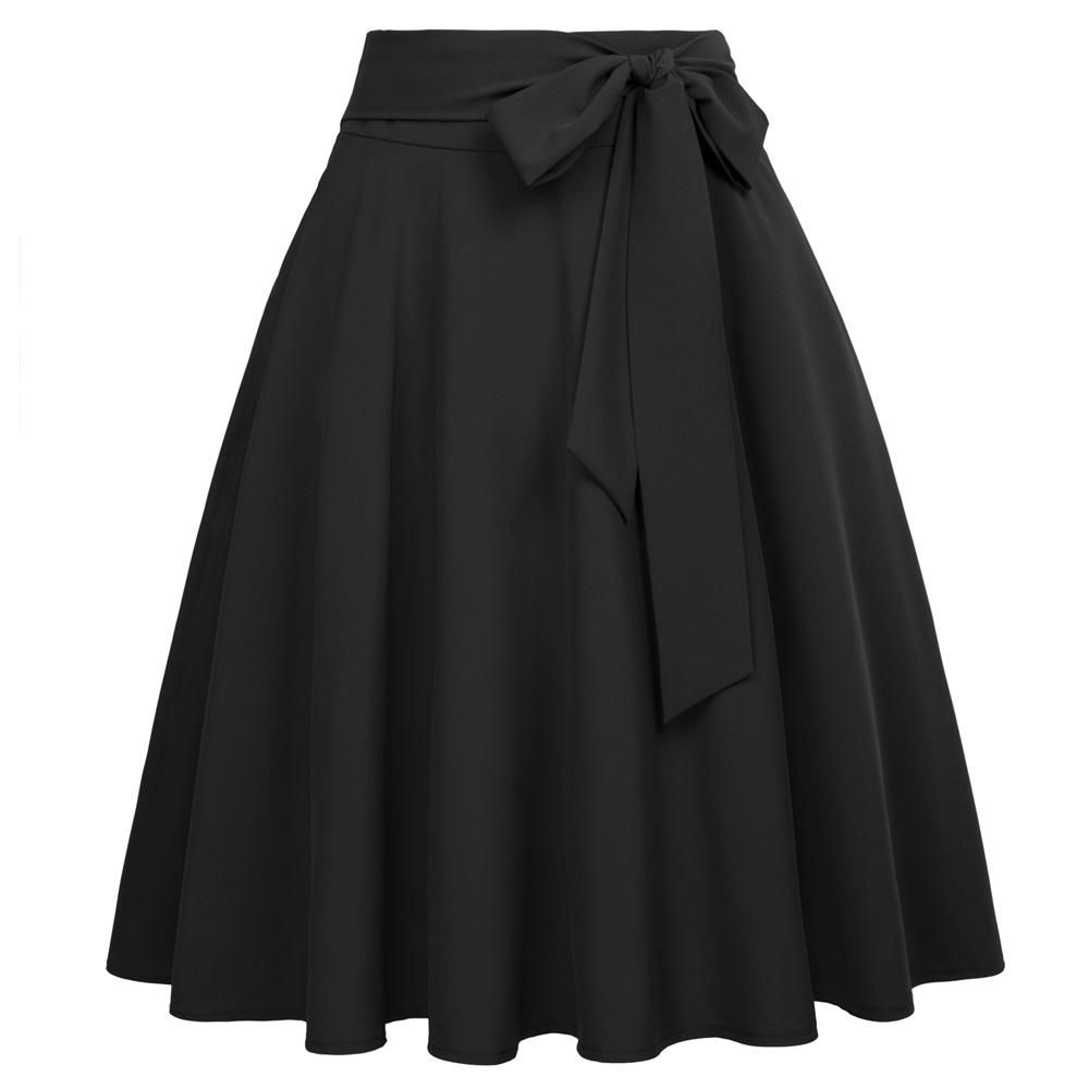 Compra Bonitas Faldas Elegantes Mujeres Faldas De Cintura Alta Trabajo Auto  Corbata Arco Nudo Adorno A Line Falda Plisada Barato | Entrega Rápida Y  Calidad | Es.Dhgate