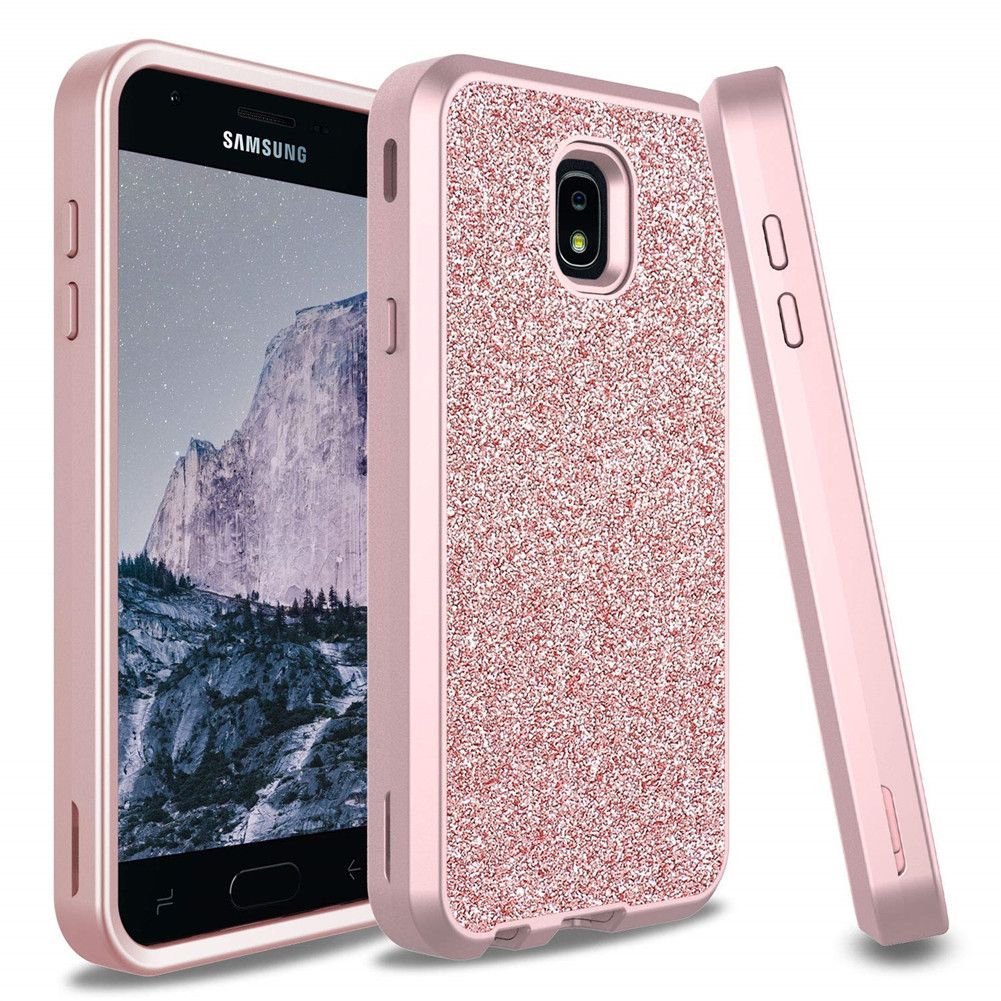 Samsung J7 2018 de Lujo Mujer Bling Glitter Cubierta Heavy Duty Híbrido de Cuerpo