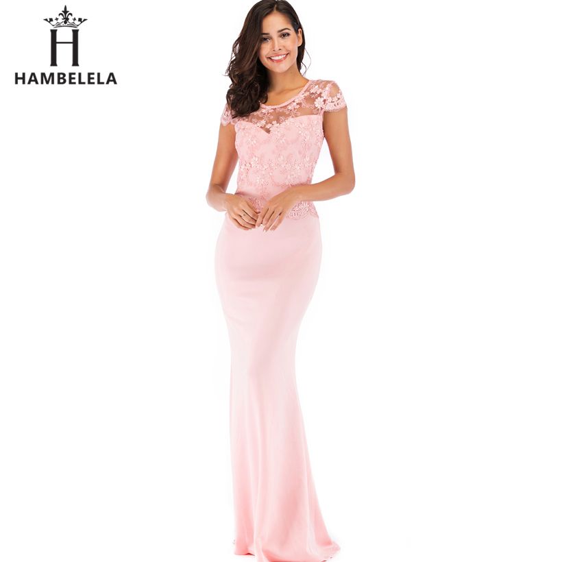 Compra HAMBELELA Largo De La Sirena De Los Vestidos De Noche Del Partido  Elegante Del Cordón 2019 Vestido Maxi Largo Barco De Encaje De Cuello Prom  Vestido Ajustado Del Traje De Soirée