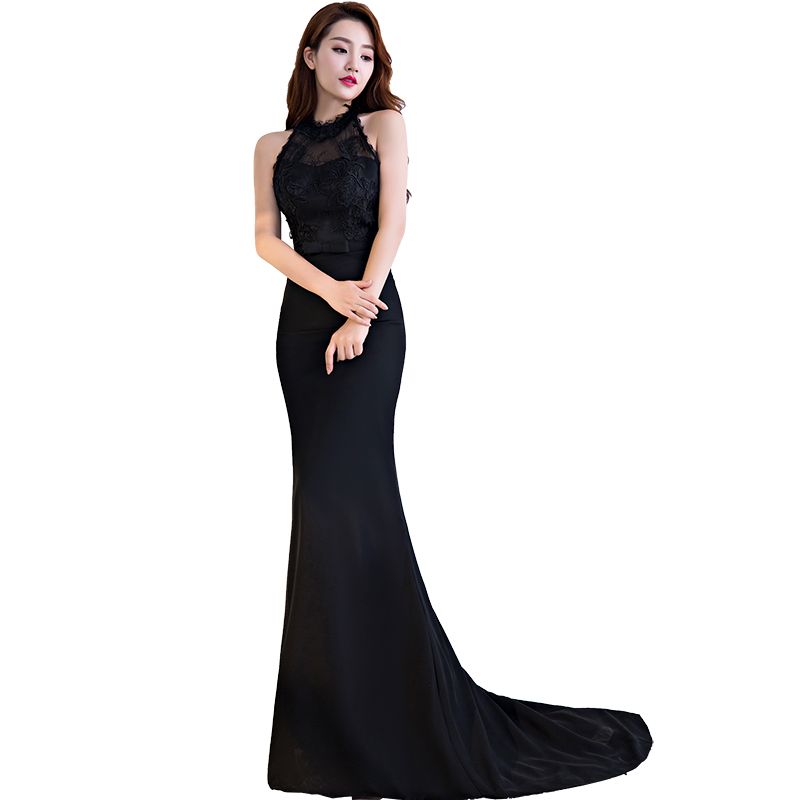 black high neck bridesmaid dress