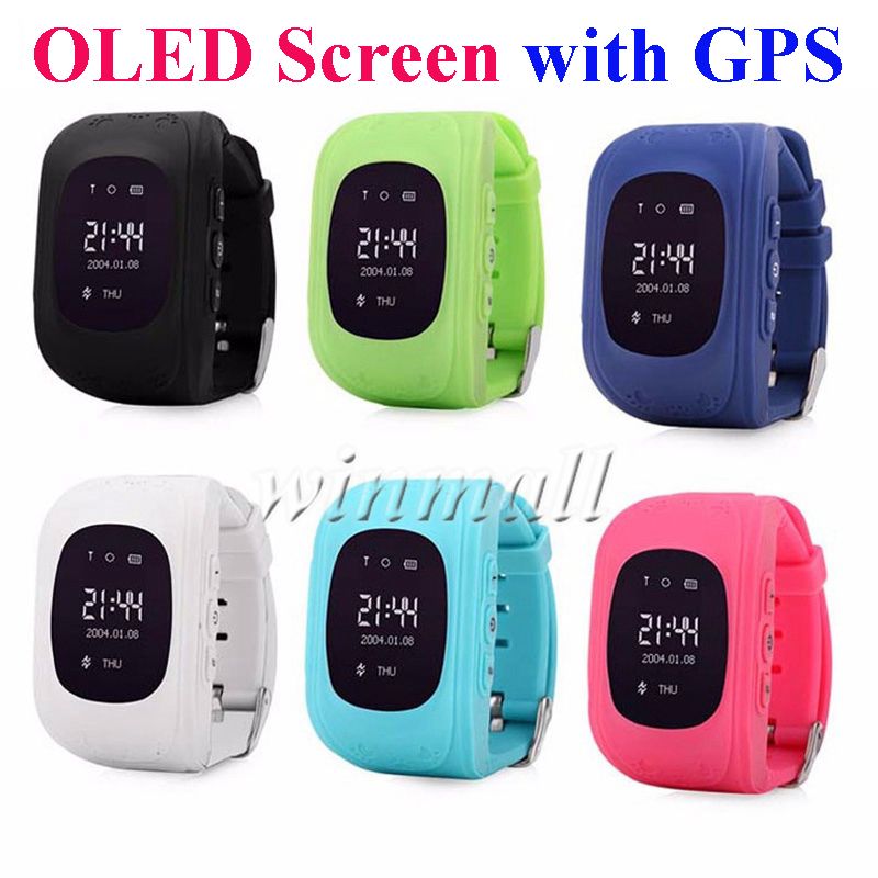 q50 kids oled display gps smart watch telephone