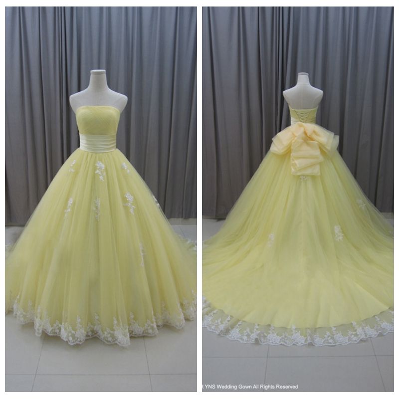 simple yellow wedding dress