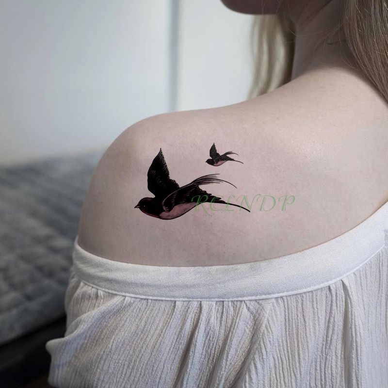 Acheter Autocollant De Tatouage Temporaire étanche Animal Hirondelle Oiseau Tatouage Flash Tatoo Main Poignet Pied Cou Faux Tatouages Pour Hommes