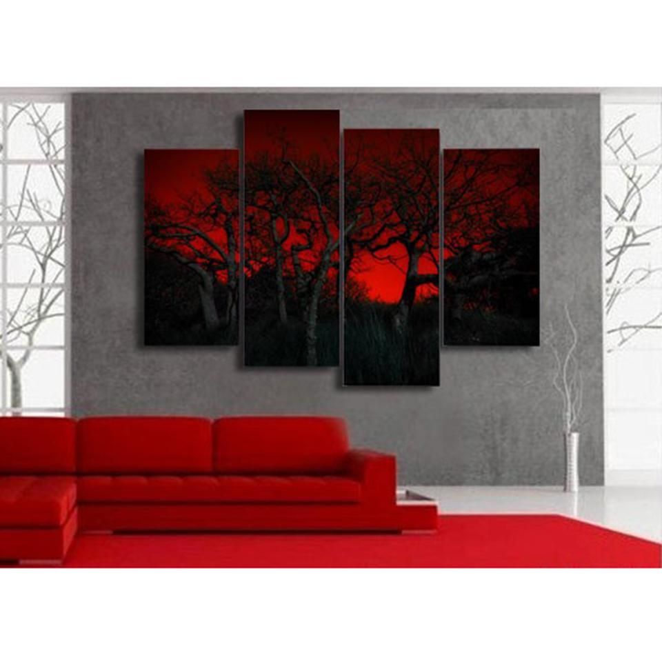 Grosshandel Modulare Vintage Wohnzimmer Dekoration 4 Panel Rote Baume Moderne Druck Art Poster Leinwand Malerei Hd Wandkunst Bilder Von Automaticallybe 8 2 Auf De Dhgate Com Dhgate