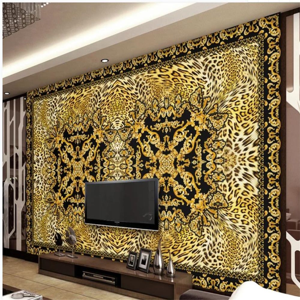 modern wallpaper for living room European luxury retro leopard wallpapers TV  sofa background wall paper