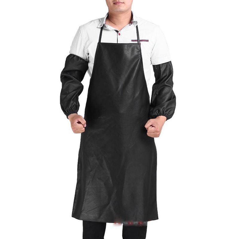 Waterproof Men Stain Resistant Leather Aprons Kitchen Dishwashing BBQ ...