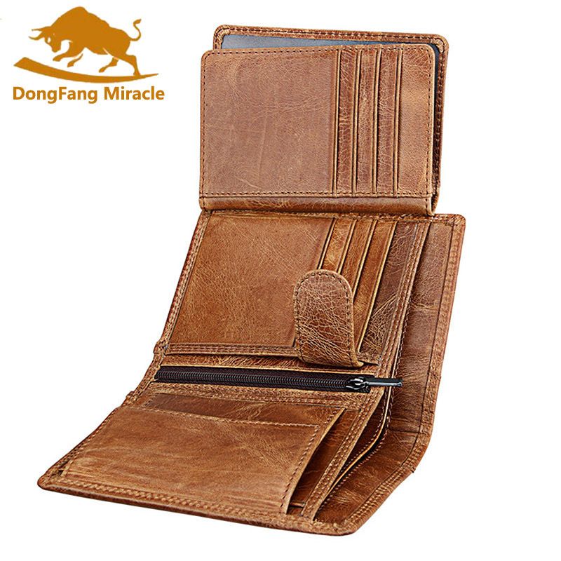 Men Wallet Soft Genuine Leather Wallet Big Capacity Purse Vintage Coin Pocket Rfid Brush Card ...