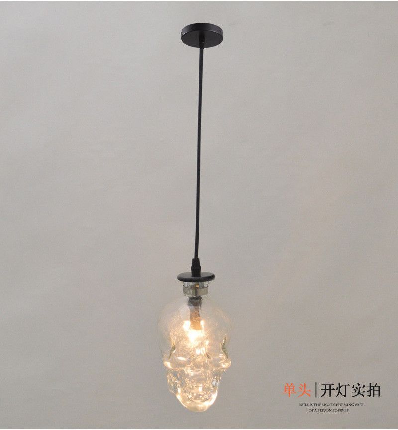 Retro Human Skull Clear Glass Pendant Light Fixture Demon Skull Ghost Chandelier Retro Human Skull Clear Glass Pendant Light Fixture Demon Skull Ghost Chandelier