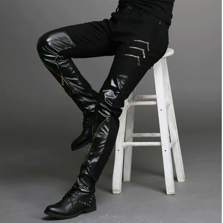 mens fake leather pants