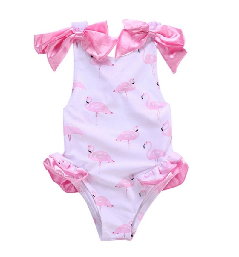 2021 Baby Girls Swimwear Flamingos Printed Kids Swimsuit One Pieces