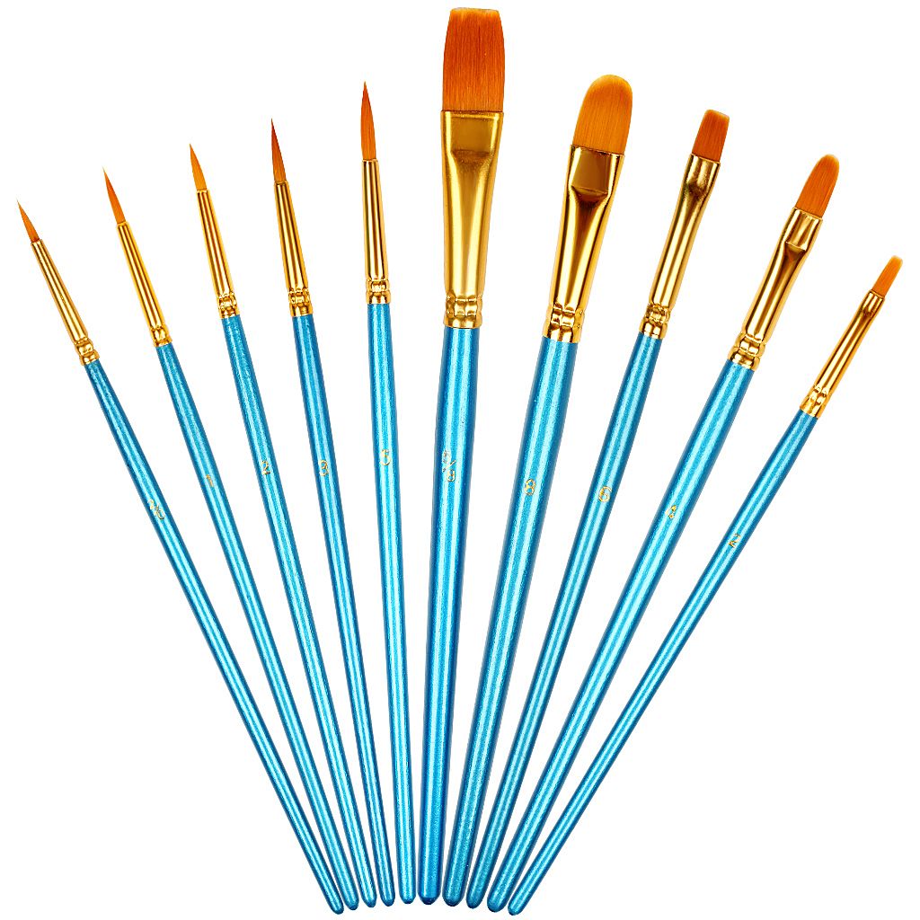 Pintura Acrílica cepillo conjunto cepillos para el cabello de nylon 10x para pintura al óleo Wat Profesional