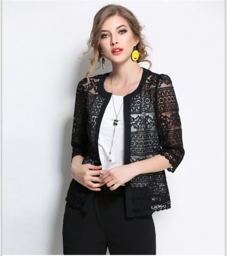 Ladies black lace cardigan top