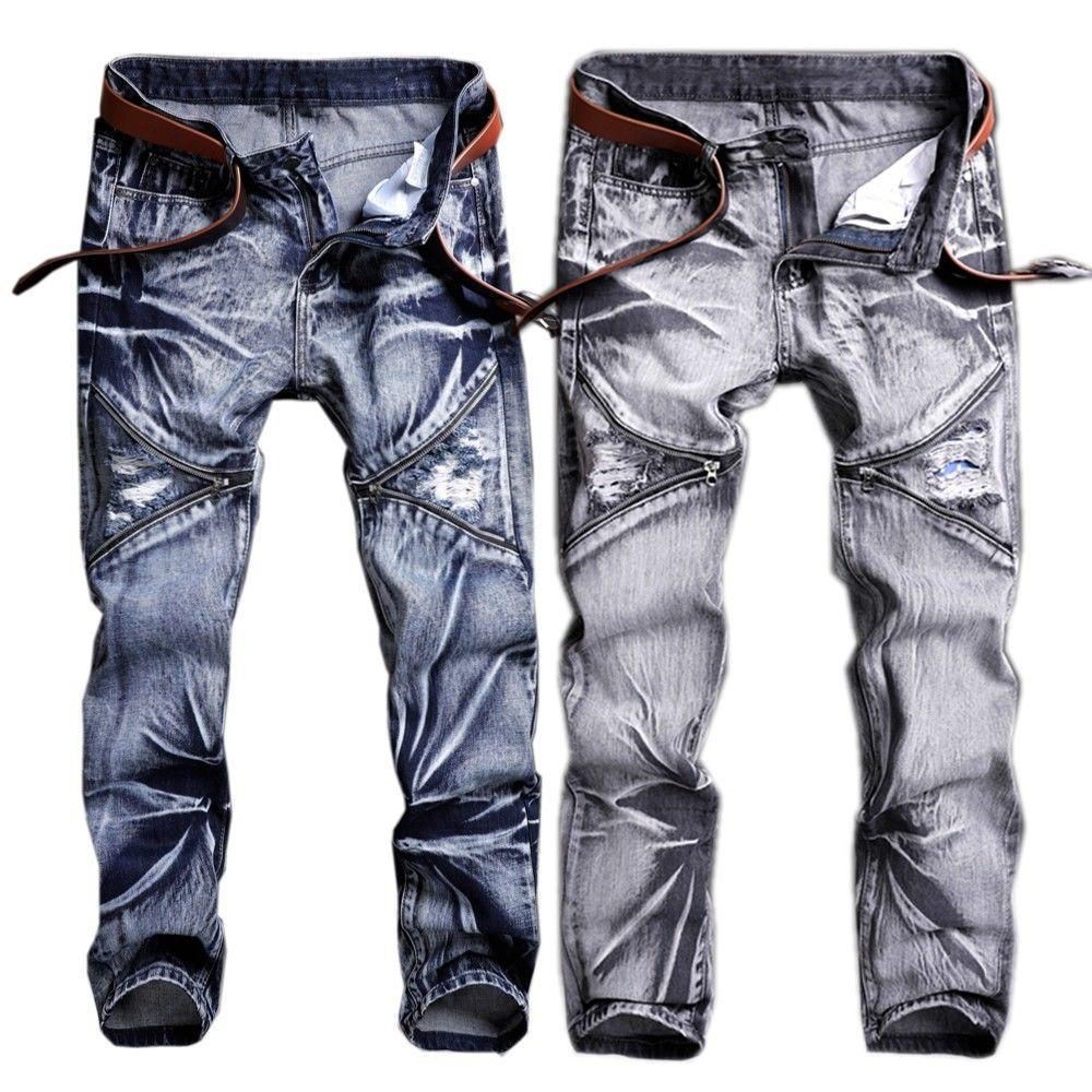 Compra Bonito Estilo Americano Americano Para Hombre Marca Jeans Moda Hombre  Casual Slim Fit Jeans Rectos Hombres Negro Gris Pantalones Masculinos  Barato | Entrega Rápida Y Calidad | Es.Dhgate