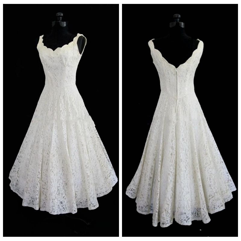 black tea length wedding dress