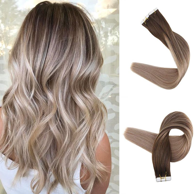 Ombre Human Hair Tape In Hair Extensions Highlights 4 Fading To