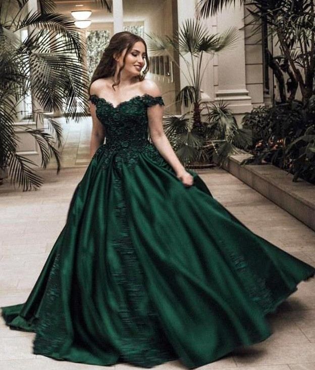 Compra Lo Nuevo De Color Verde Oscuro De La Vendimia Prom Vestidos  Atractivo De Satén Del Hombro Apliques De Encaje Con Cuentas Ocasión Formal  Traje De Noche Vestidos HY4047 Barato | Entrega