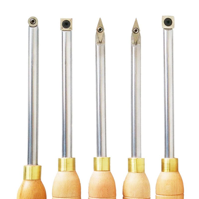 5 tipos de madera Torno de inflexión herramientas de carburo herramientas de corte Insertos selector circular mango de madera Con la herramienta torneado