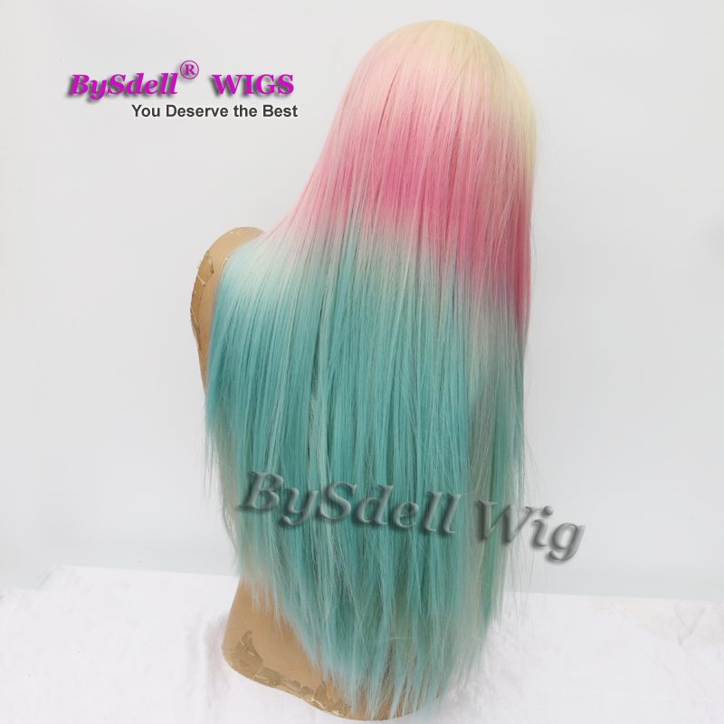 Top Quality Matt Fiber Hair Wig Synthetic Blonde Root Ombre Pink