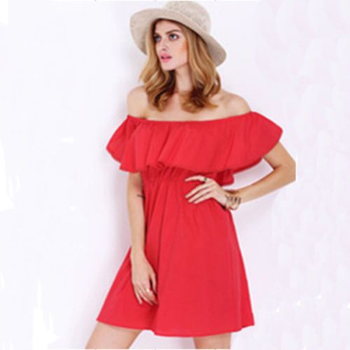 red off the shoulder sundress