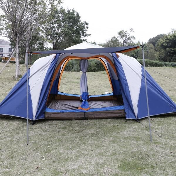 Two Bedrooms One Living Room Multi Person Double Decker Rainproof Outdoor Camping Big Tents For 6 8 Person With Shelter Discount Tents Best Tents