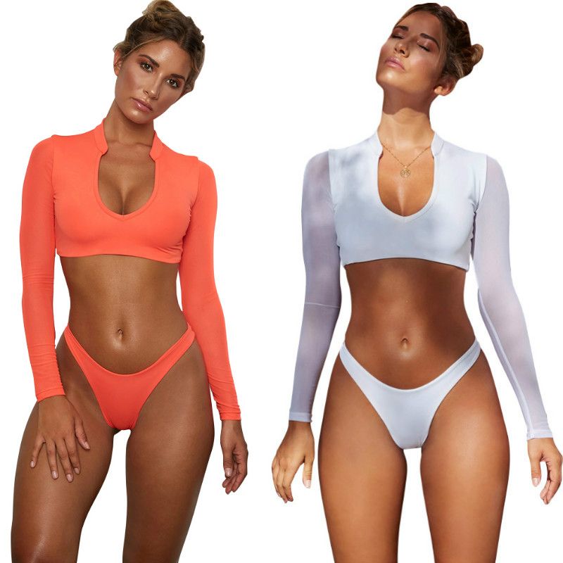 long sleeve white bikini