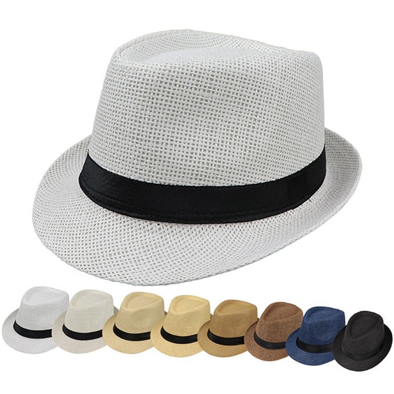 Baby Kids Boys Girls Summer Straw Fedora Trilby Sunhat Gentle Caps Child Panama