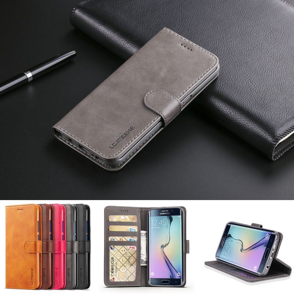Funda con tapa de lujo para Galaxy S7 S7 Edge Funda de cuero