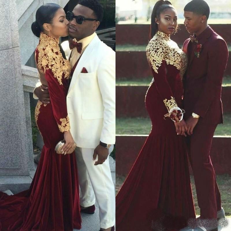maroon and golden gown