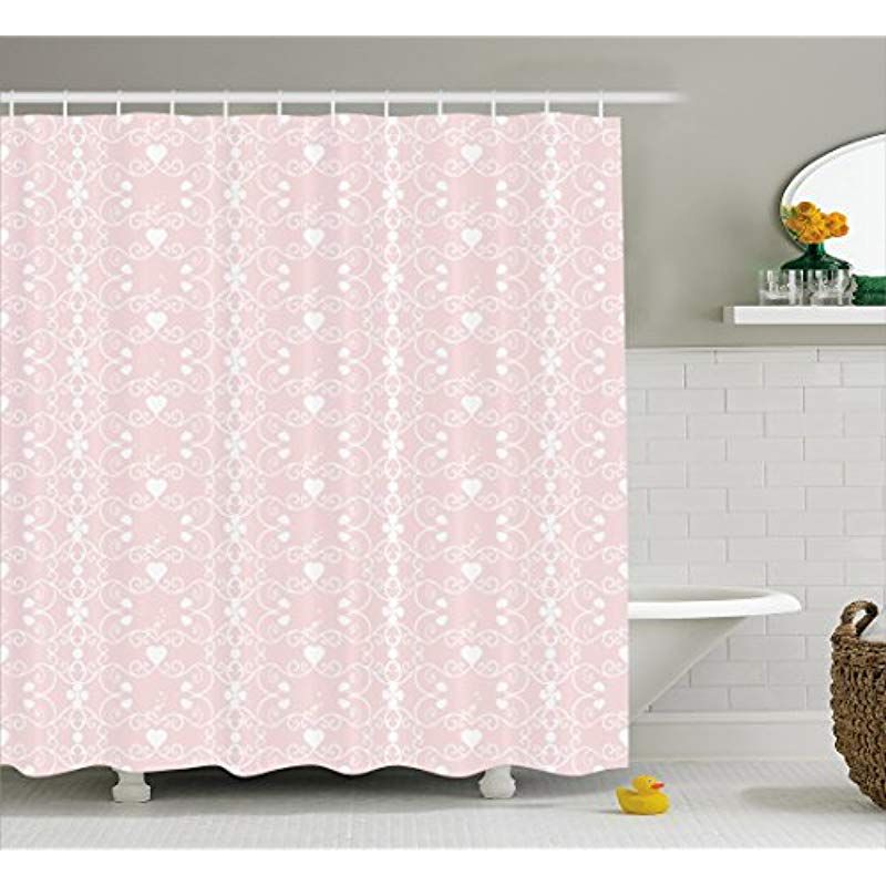 2019 Vixm Pink And White Shower Curtain Victorian Style Girly