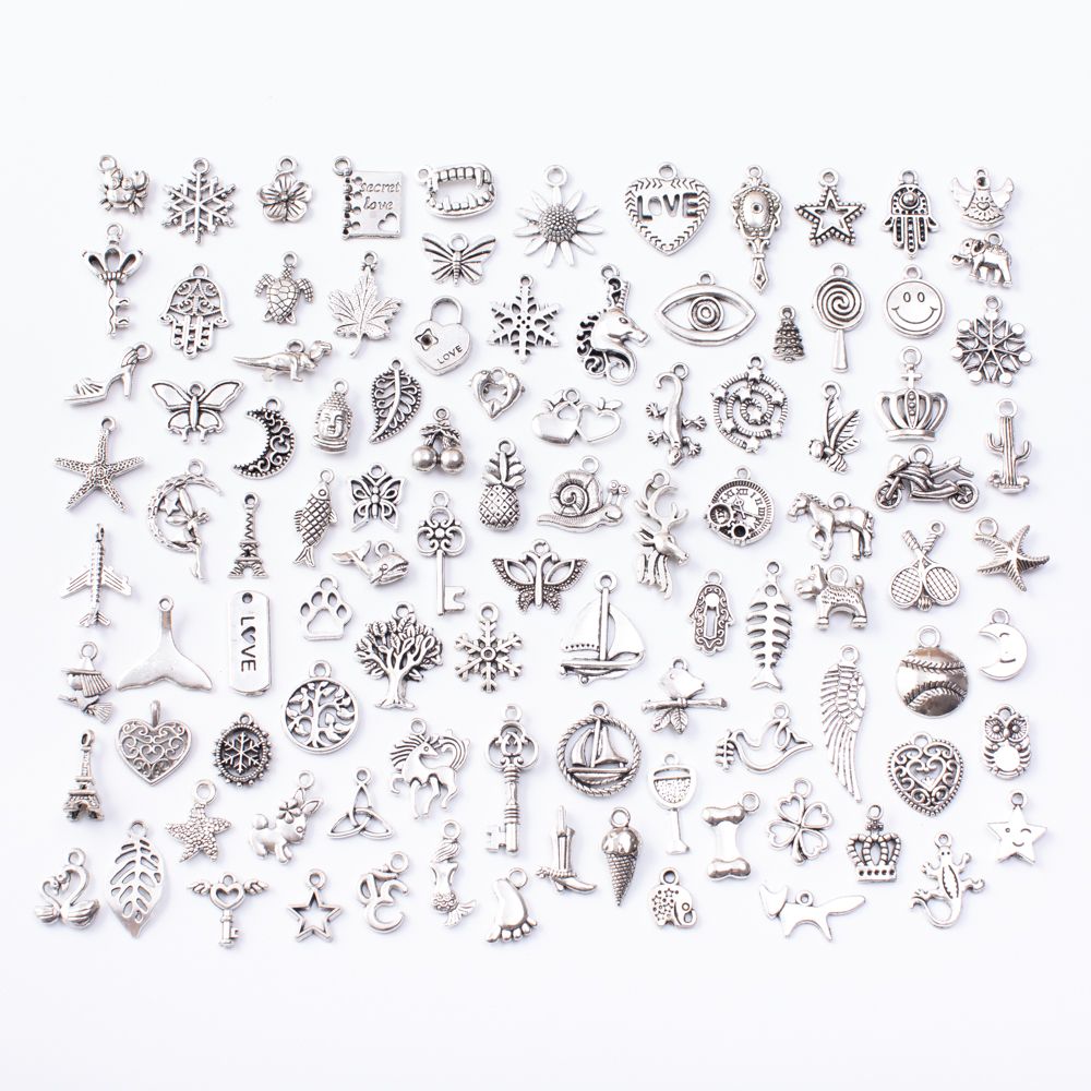 mezcla de plata tibetana Colgantes Encantos Perlas resultados para Pulsera Collar 100 un mezcla de plata tibetana Colgantes Encantos Perlas resultados para Pulsera Collar 100 un