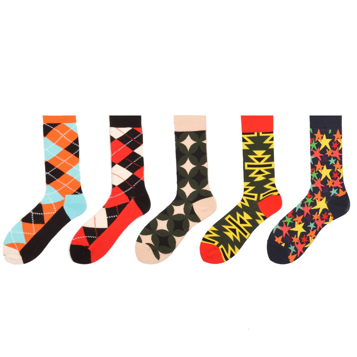 2020 Argyle Striped Colorful Fun Men Socks Combed Cotton Socks Dress