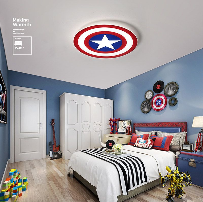 2019 Acrylic Led Captain American Ceiling Light Cartoon Hero Captain Led Lighting For Children Kids Room Diameter 42cm 52cm 62cm From Greatlight520