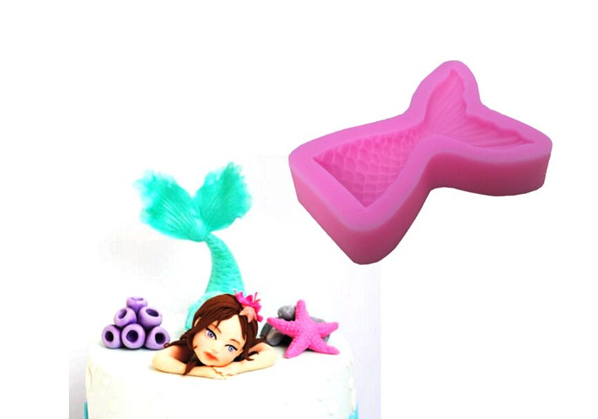 Herramienta de la torta de silicona grande sirena sirena cola pequeña cola líquida Herramienta de la torta de silicona grande sirena sirena cola pequeña cola líquida