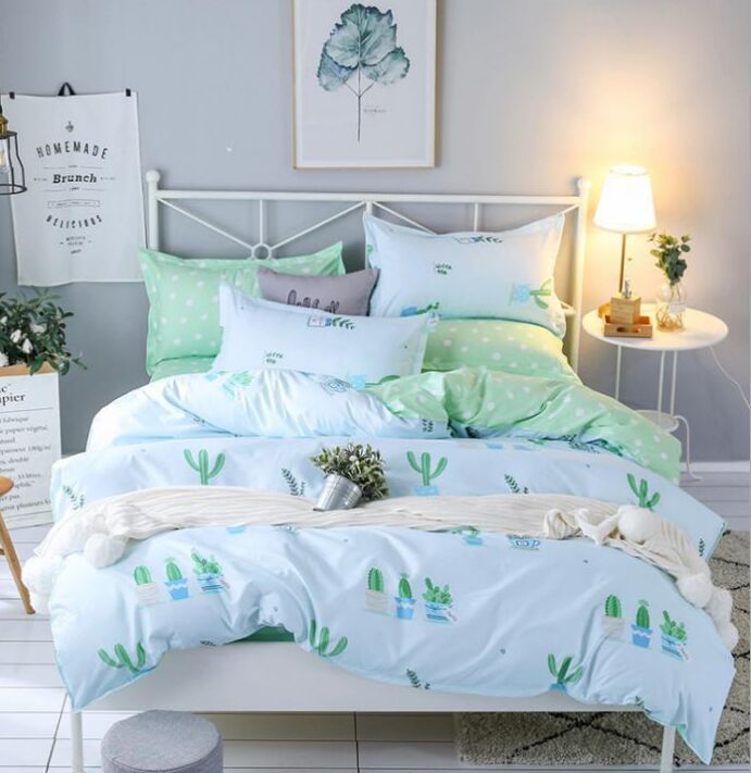 2020 150 200cm Sheet Green Leaf Home Textile Printed Bedding Set