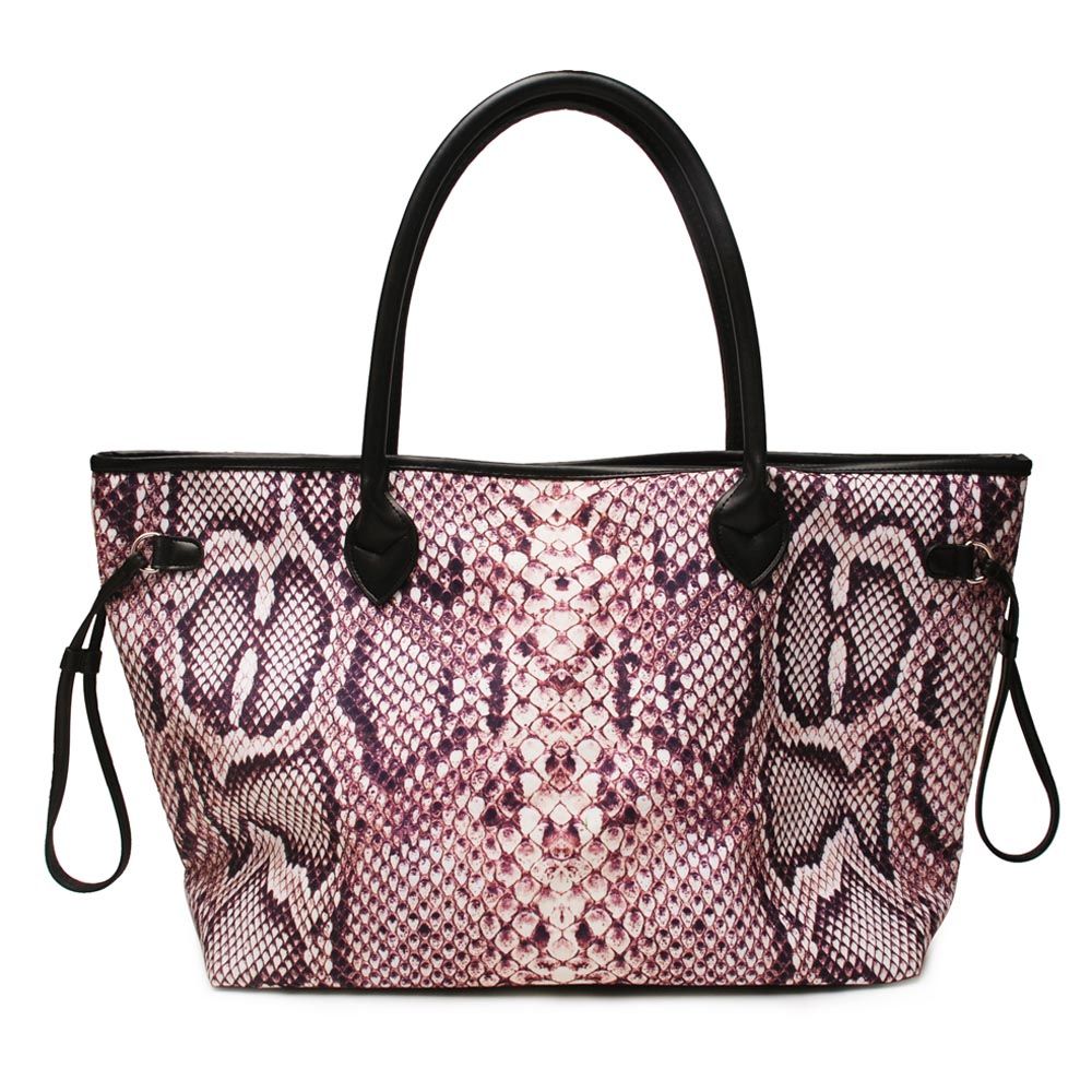 snake print tote bag