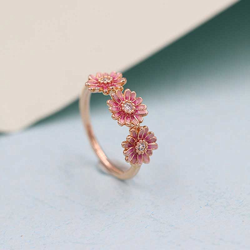 925 Sterling Silver Rose Pink Daisy 