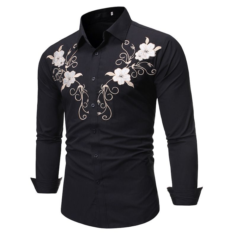 men's shirt with embroidered flowers