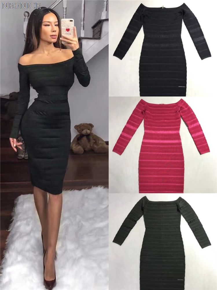 2020woman Bandage Red Dress Elastic Tight Nightclub Ladies Birthday Christmas Party Fashion Sexy Casual Off Shoulder Slash Neck Little Black Dresses One Shoulder Dress From Guichenbra 85 41 Dhgate Com