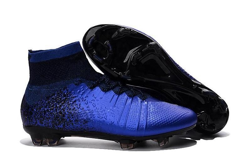 Zapatos Negro CR7 caliente azul botas de fútbol Superfly V FG fútbol C Ronaldo