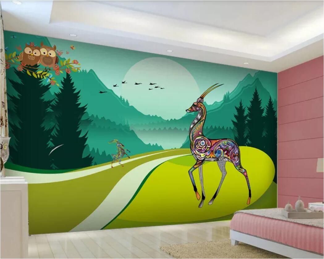 Papel tapiz 3D personalizado foto mural Minimalistic animal dibujos animados  niños pared anime wallpaper wallpaper para