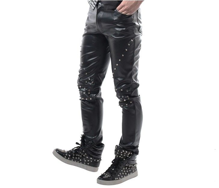 Nuevos hombres de la moda punk rock Armaduras motociclista cremallera Faux  cuero parcheado Pantalones estrechos hombres estilista Pantalones|fashion  trousers|skinny pants menfashion pants men - AliExpress