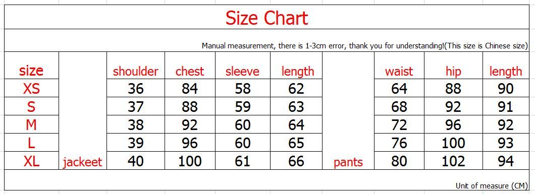 Suit Pants Size Chart