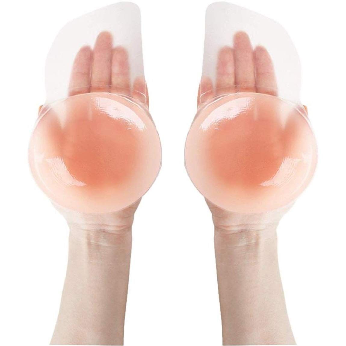 Sticky Nippleless Covers Strapless Silicone Reusable Lift Nipple Cover Pasties Bra for Women 4.3 inch Pink 