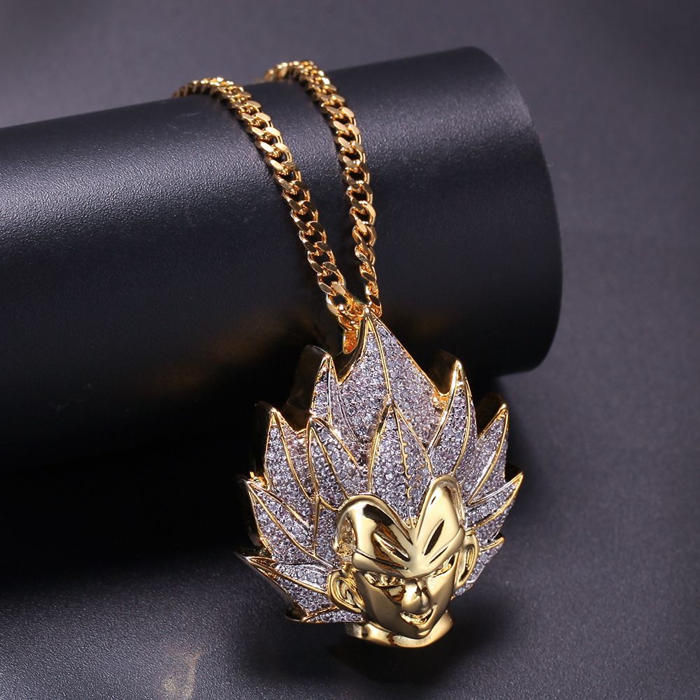 Gold Son Goku With Zircon Pendant Gold 